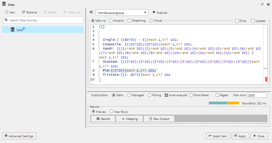 Sparklines data source example