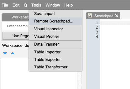 Remote scratchpad menu