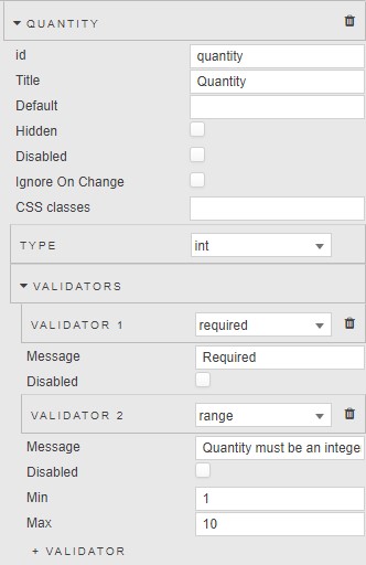 Required integer field with range validator