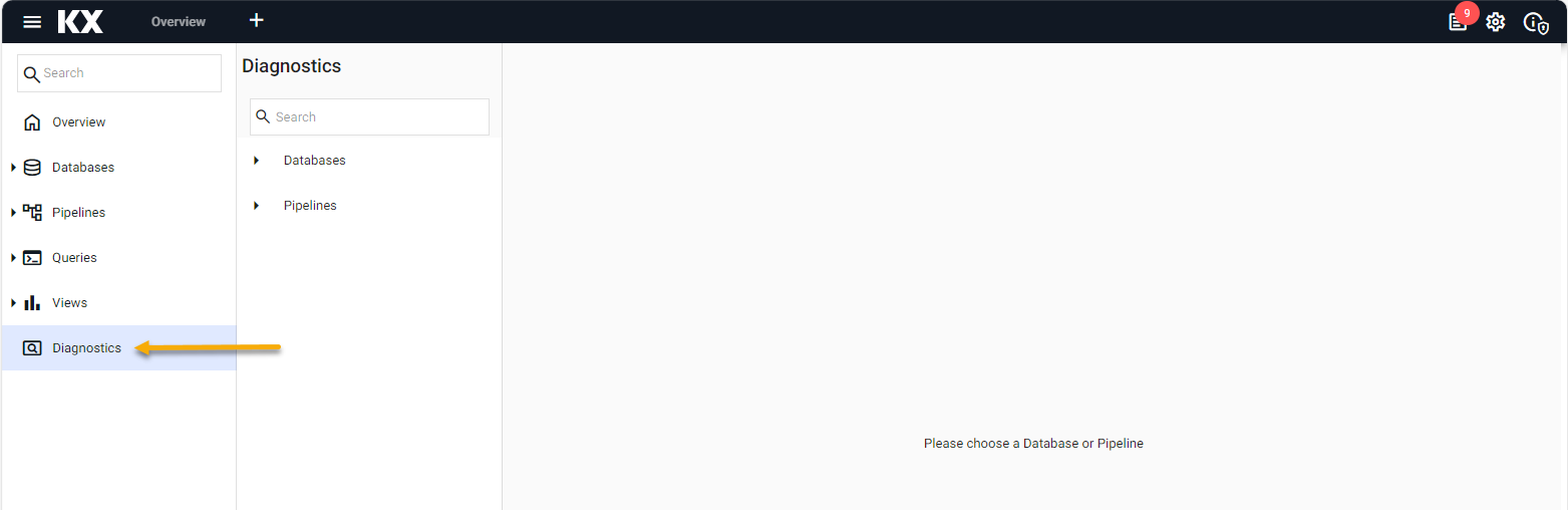 Diagnostics is accessible from the left-hand menu.