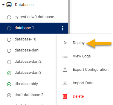 Deploy from left-hand menu