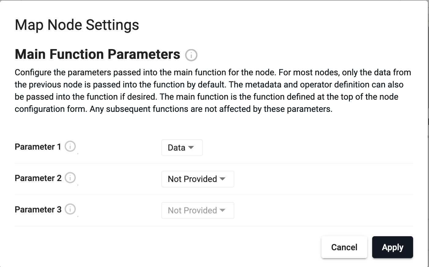 Node settings dialog