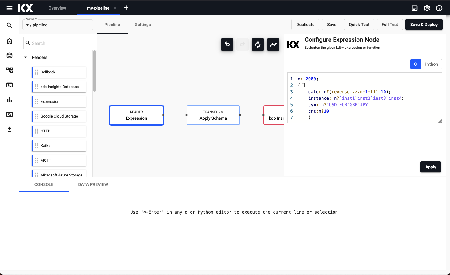 An example expression pipeline