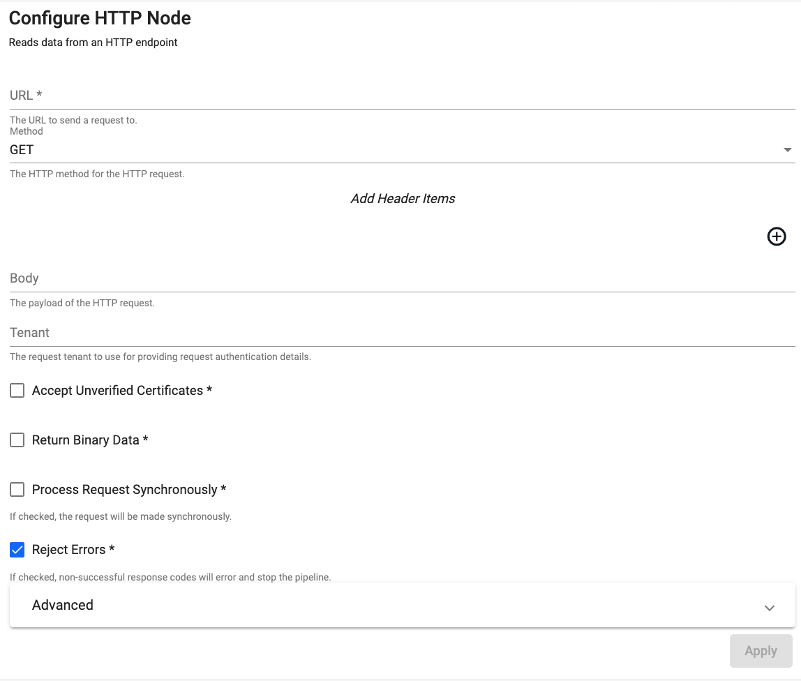 HTTP reader properties
