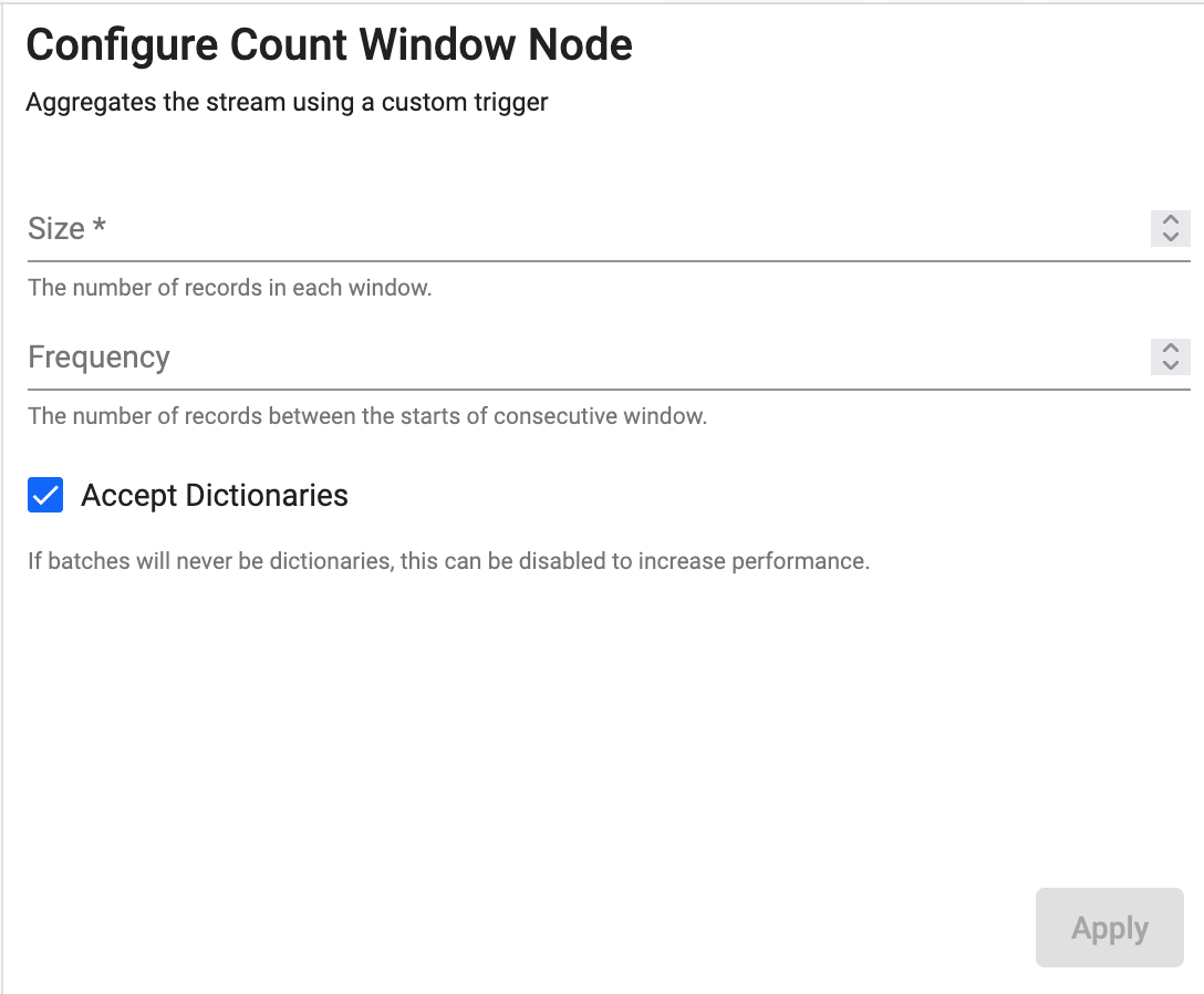 Count Window properties