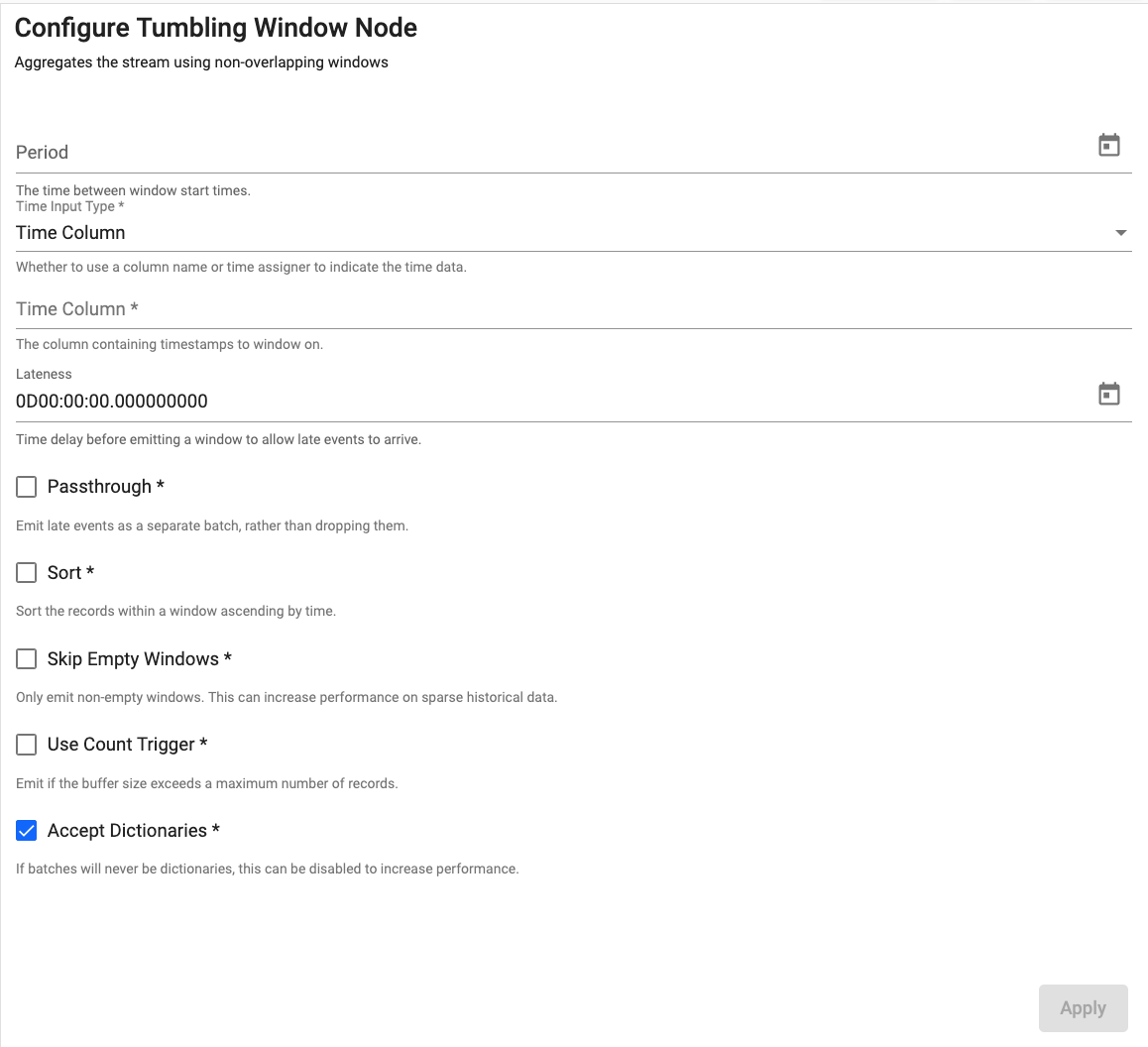 Tumbling Window properties
