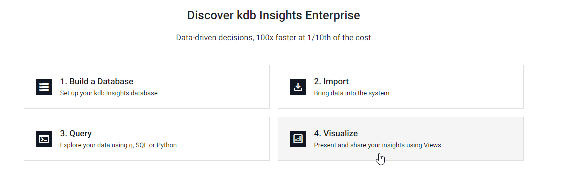 Create a view from Visualize of "Discover kdb Insights Enterprise".