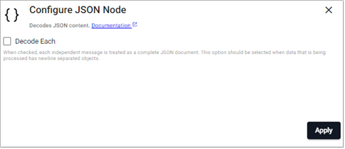 JSON decoder node properties