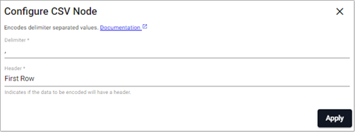 CSV encoder node properties