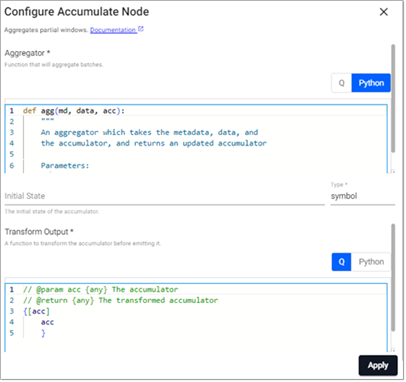 Accumulate node properties