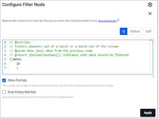 q Filter properties