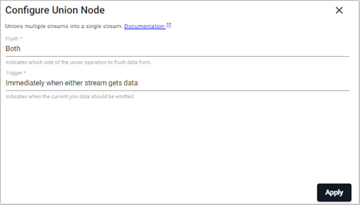 Union node properties