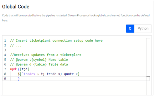 Callback reader global code
