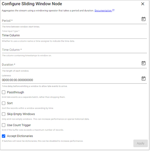 Sliding Window properties