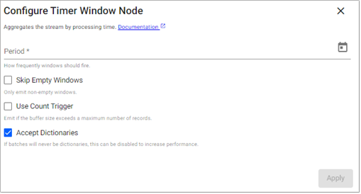Timer Window properties