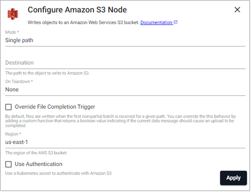 Amazon S3 writer properties