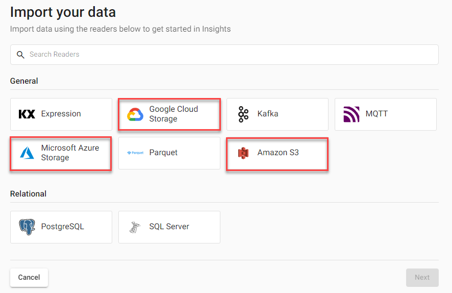 Select from one of the Cloud providers.