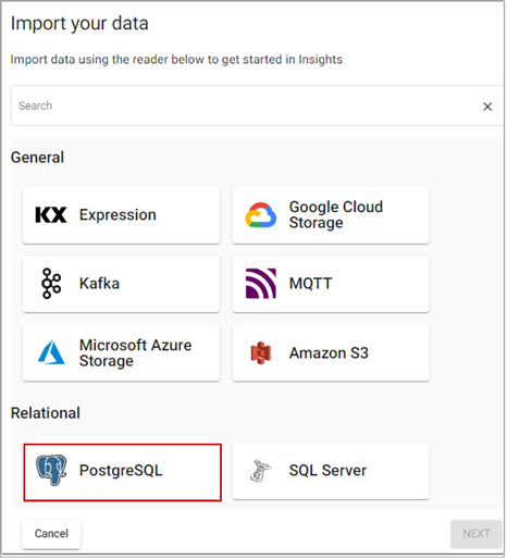 Select PostgreSQL from relational readers.