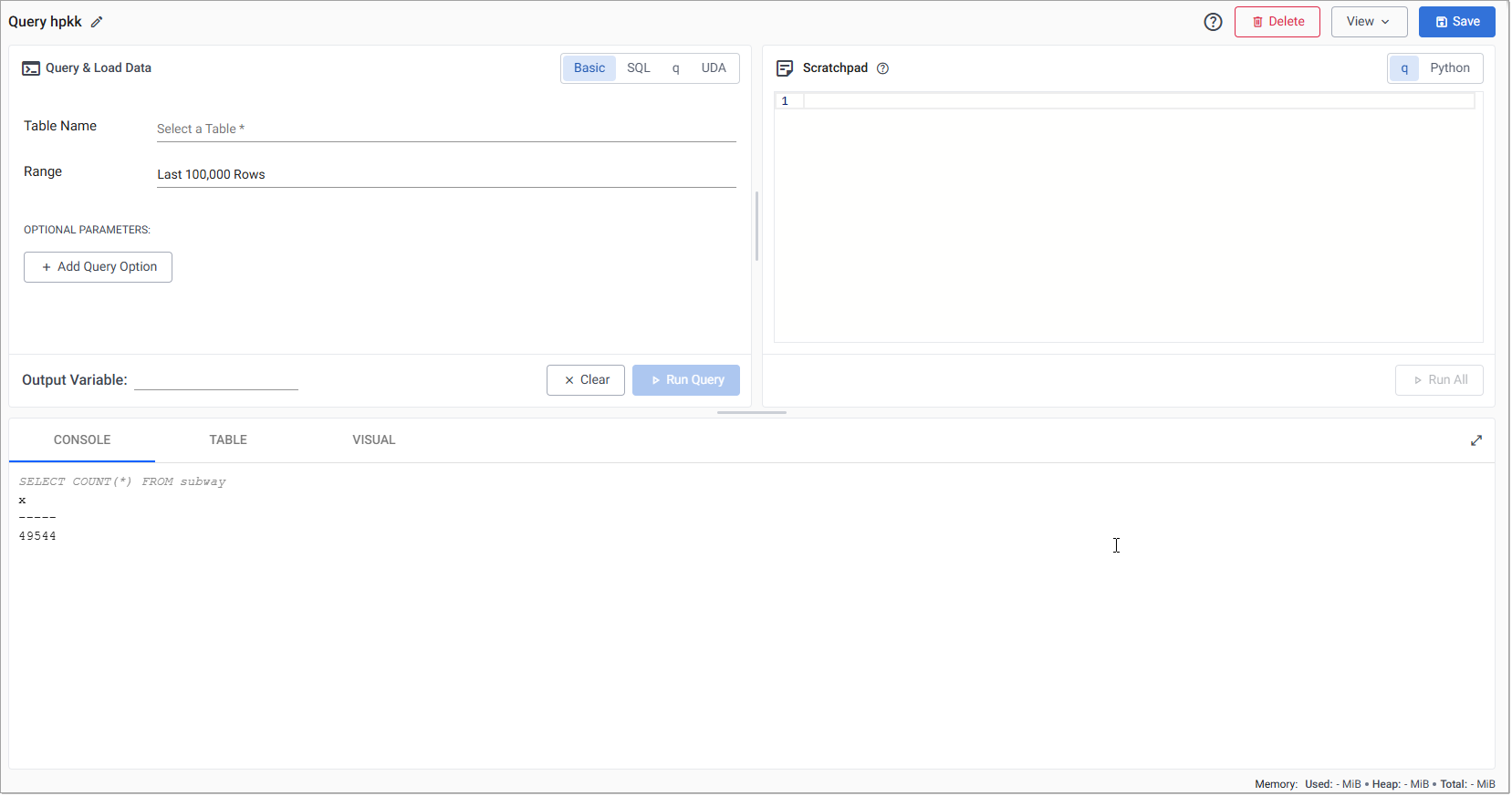 Query window