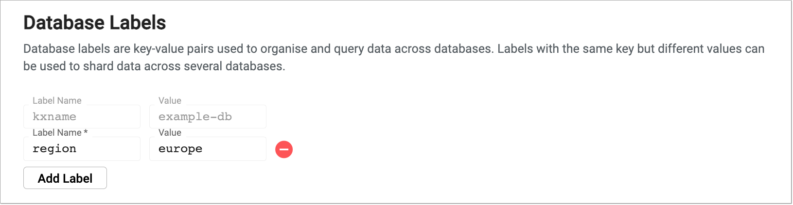 Database labels