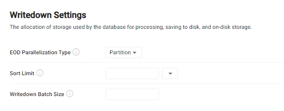 Writedown advanced settings