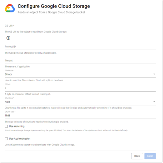 Google cloud storage properties