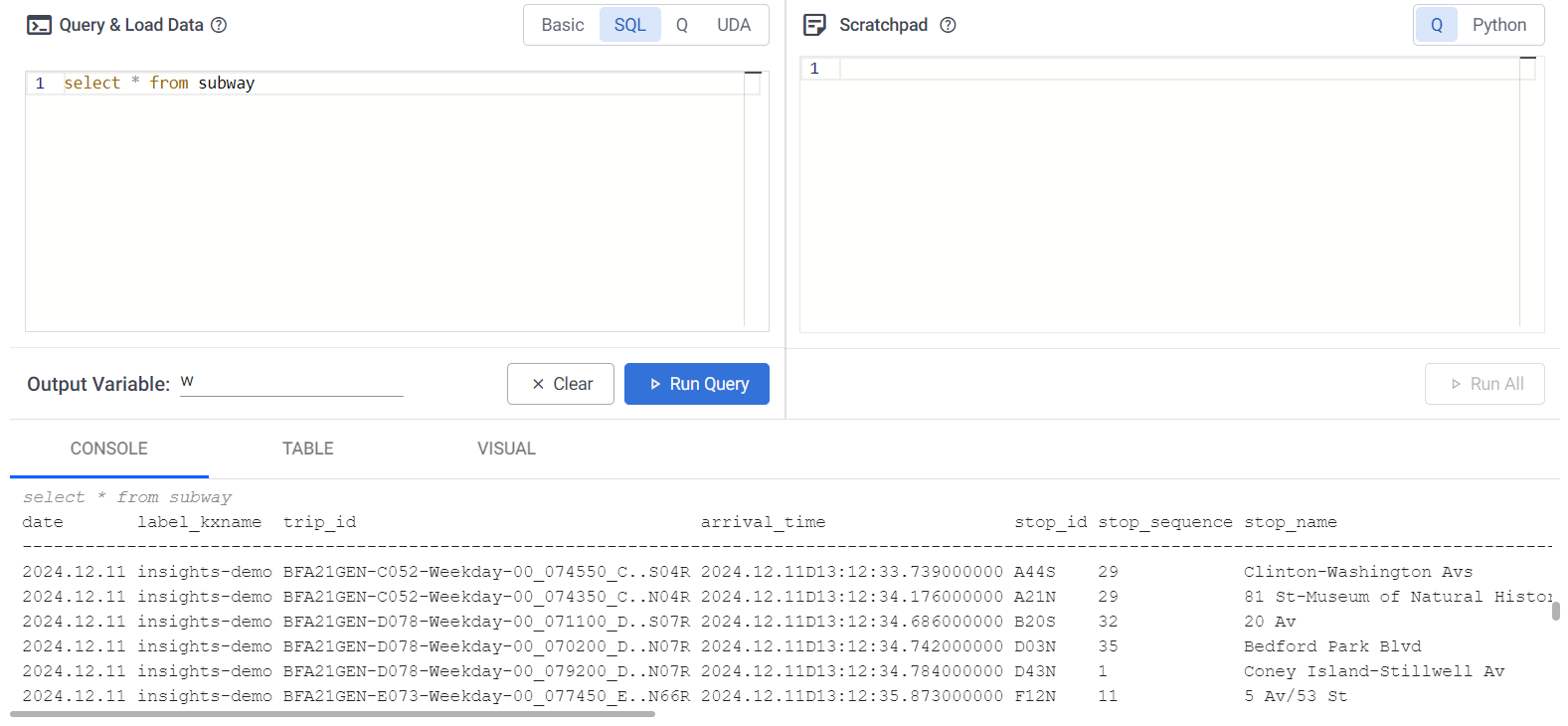 Running a SQL query