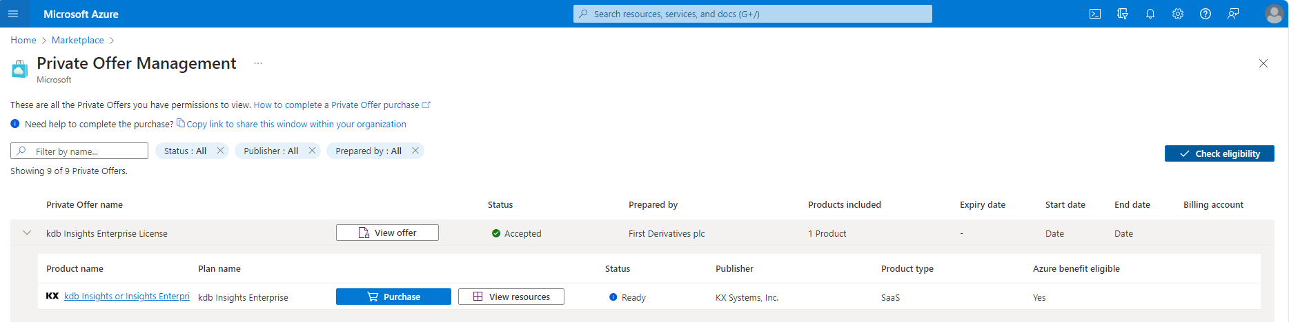 Private Offer Management