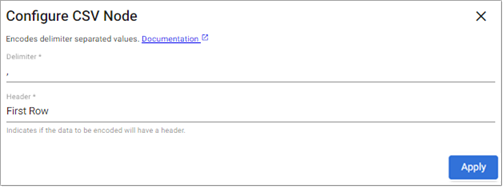 CSV encoder node properties