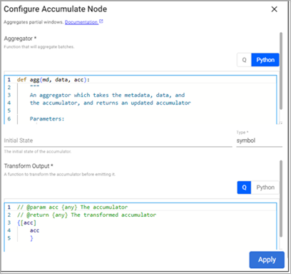 Accumulate node properties