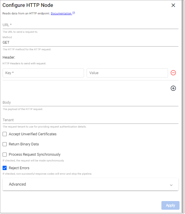 HTTP reader properties