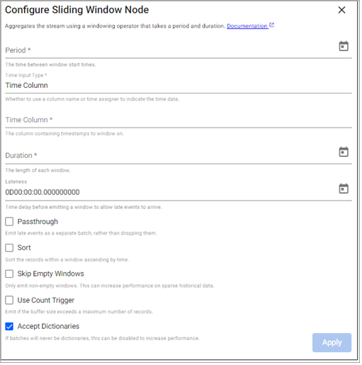 Sliding Window properties