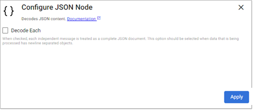 JSON decoder node properties