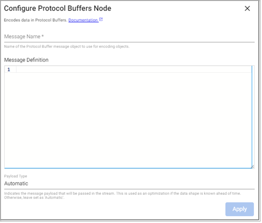 Protocol buffers encoder node properties