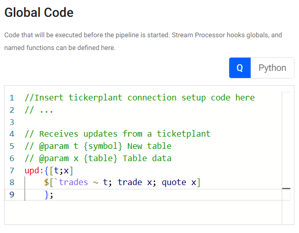 Callback reader global code