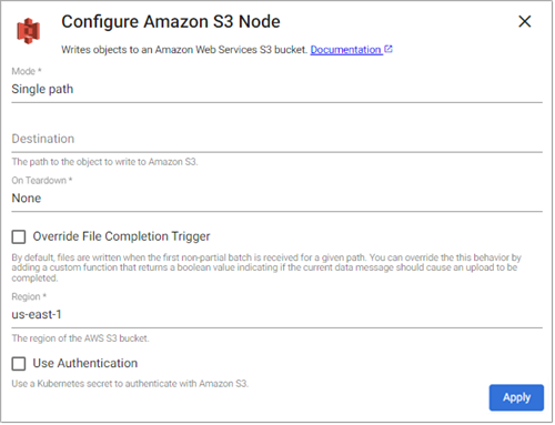 Amazon S3 writer properties