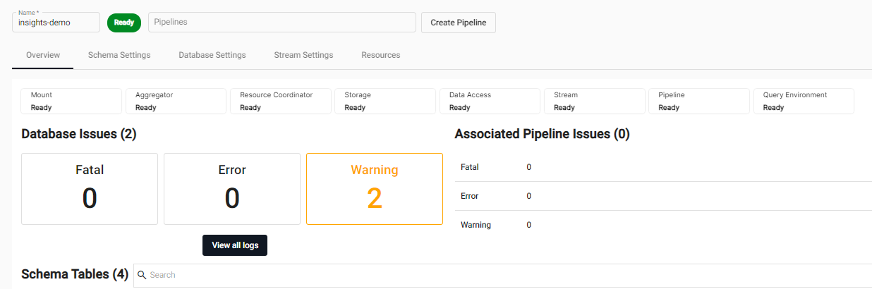 Access diagnostics from the database view.