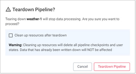 Teardown a pipeline to free up resources.