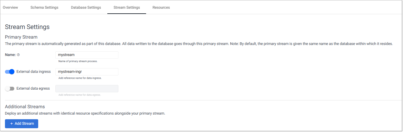 External stream in the UI