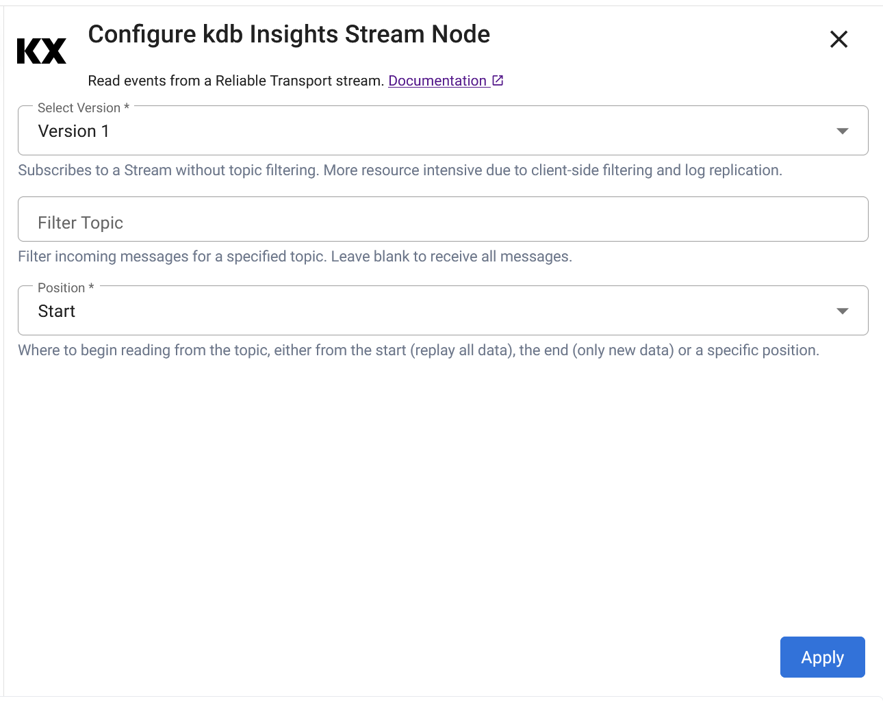Stream reader properties