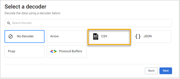 Select the csv decoder for the weather data set.