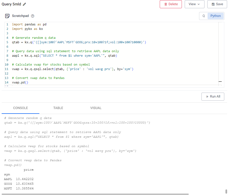 Python q Scratchpad