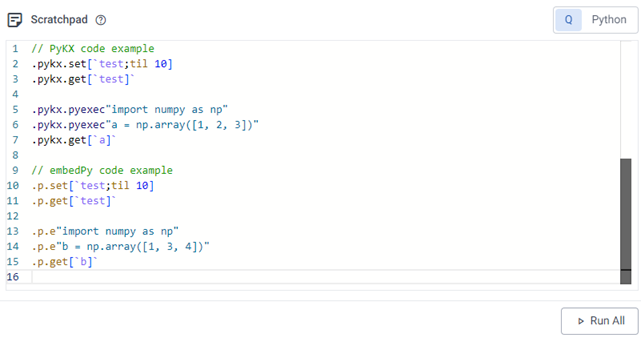 q python Scratchpad