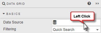 Open a data source by clicking Data Source in Basics properties