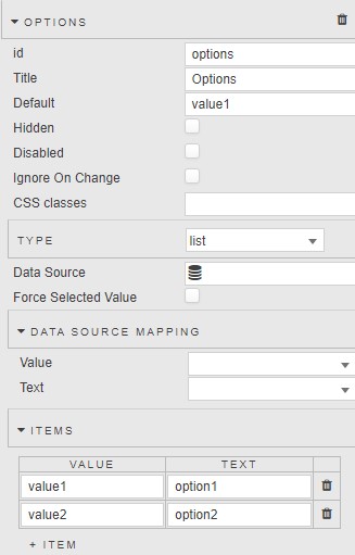 Dropdown list with two values