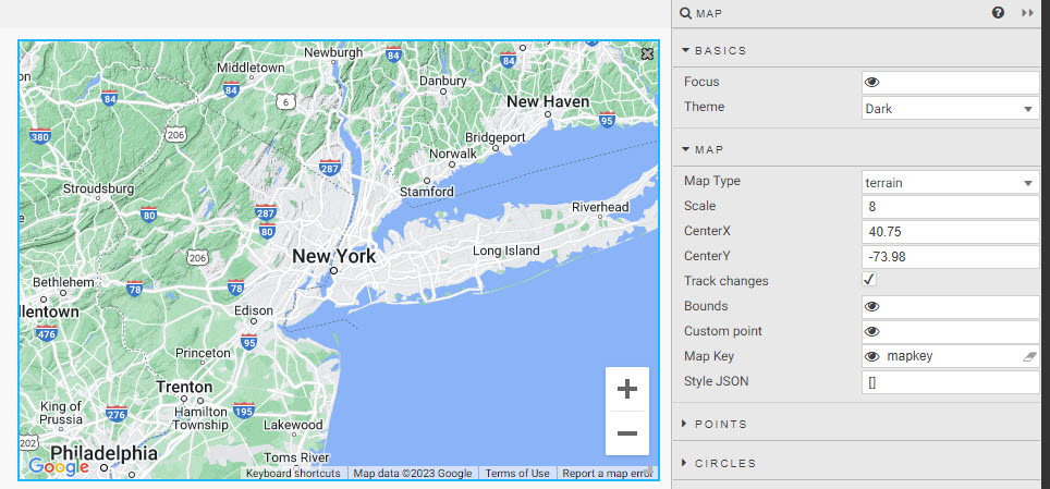 Define Map properties.