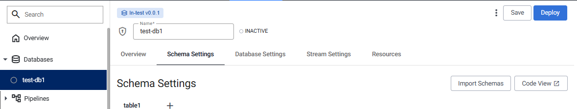 Deloy from Database screen