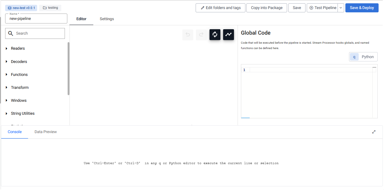 pipeline editor.
