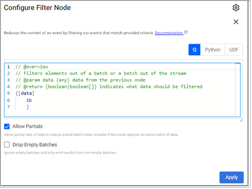 q Filter properties