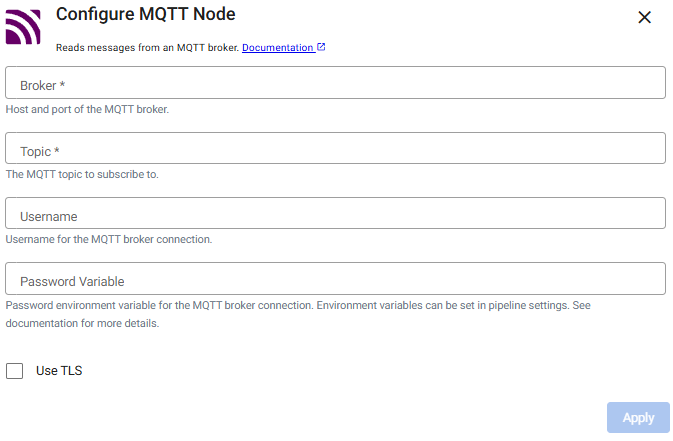 MQTT reader properties
